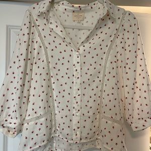Sezane Button Down Blouse with Rosettes Size 36 NWOT